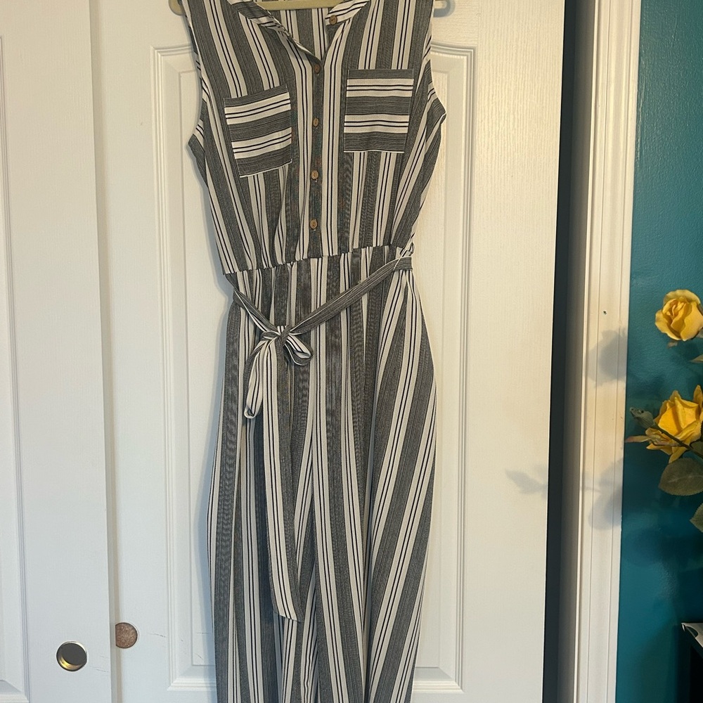 Alyx Black and White Striped Jumpsuit